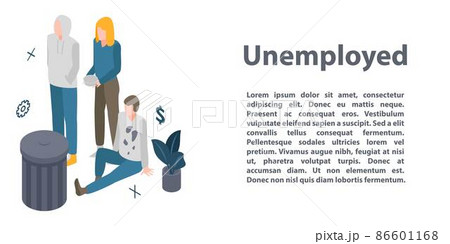 Unemployed concept banner, isometric style 86601168