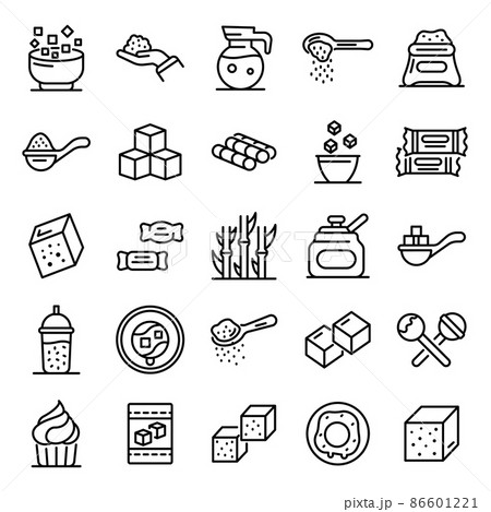 Sugar icons set, outline style 86601221