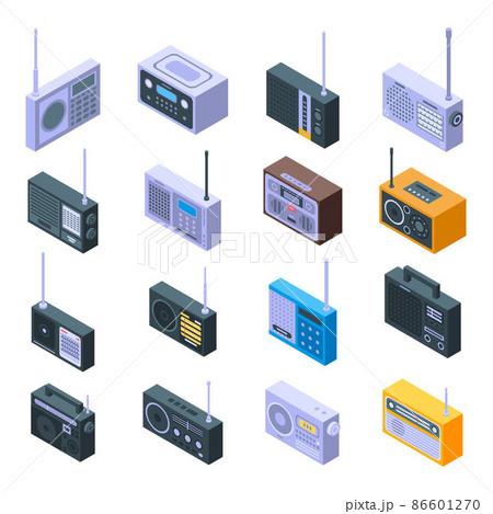 Radio icons set, isometric style 86601270