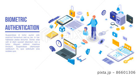 Biometric authentication concept banner, isometric style 86601306
