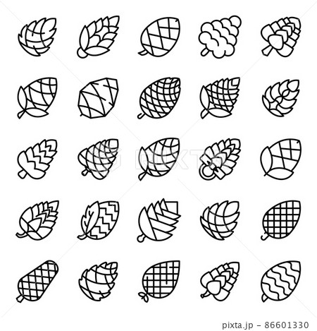 Pine cone icons set, outline style Pine cone icons set, outline style 86601330