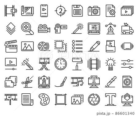Editor icons set, outline style Editor icons set, outline style 86601340