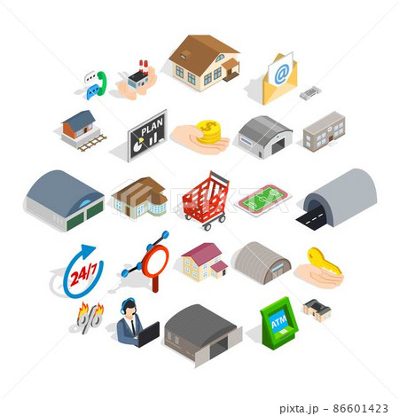 Homey icons set, isometric style Homey icons set, isometric style 86601423