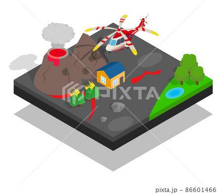 Catastrophe concept banner, isometric style 86601466