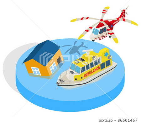 Evacuation concept banner, isometric style 86601467