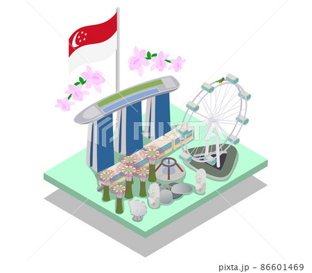 Singapore concept banner, isometric style Singapore concept banner, isometric style 86601469