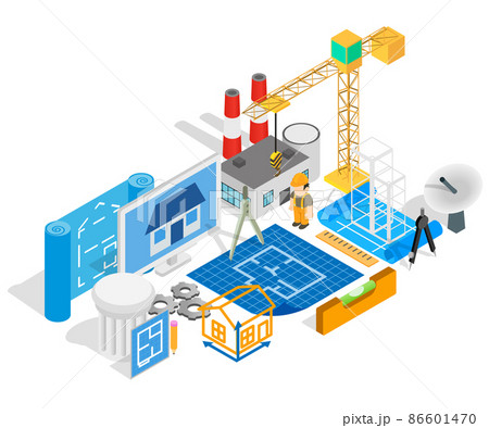 Engineering art concept banner, isometric style 86601470