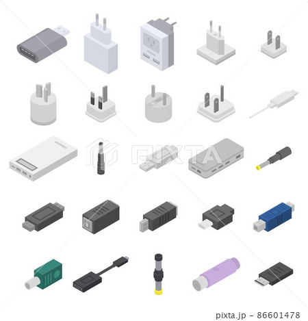 Adapter icons set, isometric style 86601478