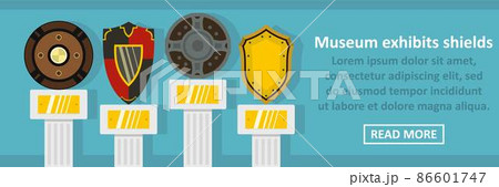 Museum exhibits shields banner horizontal concept 86601747