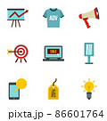 Advertising icons set, flat style 86601764