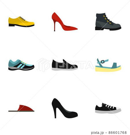Kind of shoes icons set, flat style 86601768