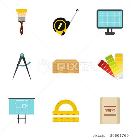 Construction icons set, flat style Construction icons set, flat style 86601769