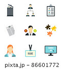Job search icons set, flat style 86601772