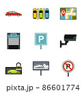 Parking transport icons set, flat style 86601774