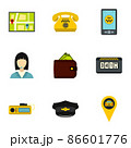 Call taxi icons set, flat style 86601776