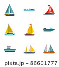 Ship icons set, flat style 86601777