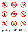 Insects sign icons set, flat style 86601778