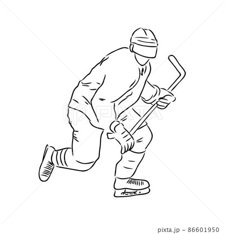 Ice hockey player, isolated vector silhouette, - Stock Illustration  [86601970] - PIXTA