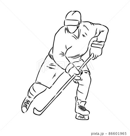 Ice Hockey Player, Isolated Vector Silhouette, Ink Drawing Royalty Free  SVG, Cliparts, Vectors, and Stock Illustration. Image 181620446.