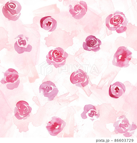 Watercolor botanical seamless pattern pink flowers. Hand drawn rose. Floral elements. For birthday, wedding card, invitation, greeting, mother day, linen, wrapping paper, wallpaper, textile. Watercolor botanical seamless pattern pink flowers. Hand drawn rose. Floral elements. For birthday, wedding card, invitation, greeting, mother day, linen, wrapping paper, wallpaper, textile. 86603729