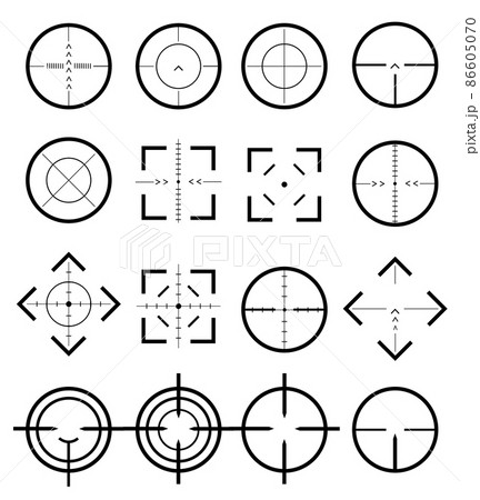 Different icon set of targets and destination. Target and aim, targeting and aiming. Different icon set of targets and destination. Different icon set of targets and destination. Target and aim, targeting and aiming. Different icon set of targets and destination. 86605070