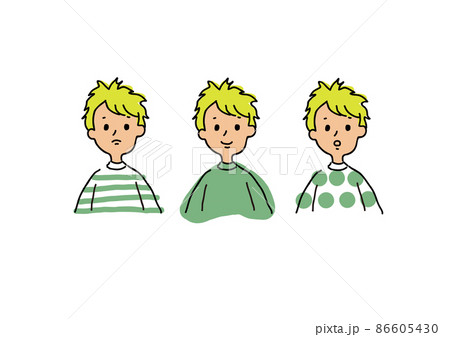 様々な表情の金髪の男の子上半身イラスト 様々な表情の金髪の男の子上半身イラスト 86605430