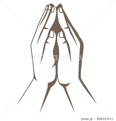 Christian illustration of hands folded in prayer. Happy Easter image. Christian illustration of hands folded in prayer. Happy Easter image. 86605441