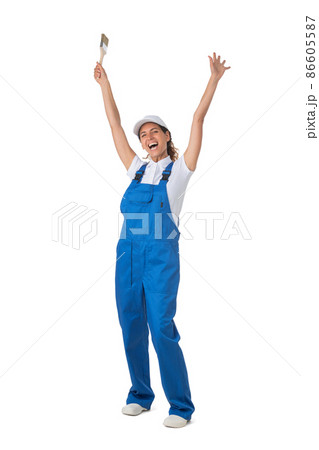 Female house painter with paint brush Female house painter with paint brush 86605587