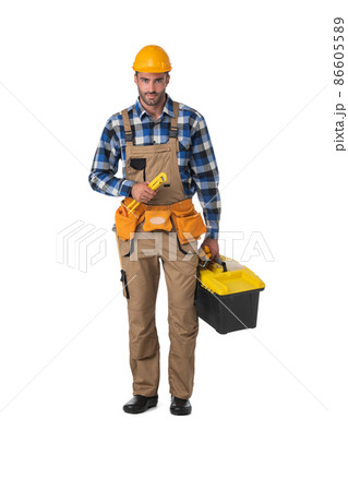Handsome carpenter with tool box Handsome carpenter with tool box 86605589