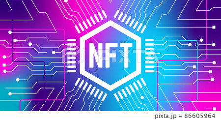 NFT non fungible token High tech technology banner 86605964