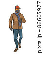 Figures of young people in casual clothes. They go to the viewer. Full-length. Vector illustration 86605977