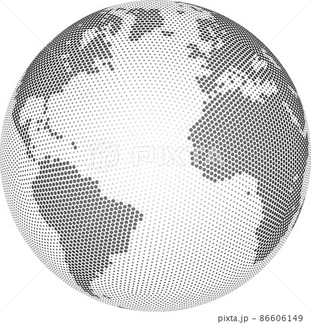 Globe shape, World map created from dots. Vector illustration 86606149