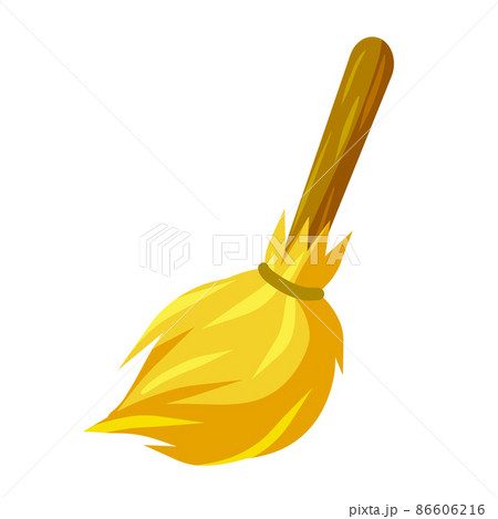 Broom. Drawing besom. Retro cleaning tool. Wooden stick Broom. Drawing besom. Retro cleaning tool. Wooden stick 86606216