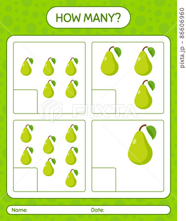 How many counting game with pear worksheet for preschool kids, kids activity sheet, printable worksheet How many counting game with pear worksheet for preschool kids, kids activity sheet, printable worksheet 86606960