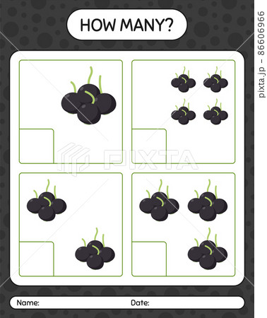 How many counting game with farkleberry worksheet for preschool kids, kids activity sheet, printable worksheet 86606966