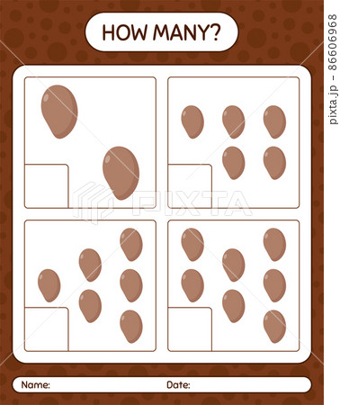 How many counting game with sapote worksheet for preschool kids, kids activity sheet, printable worksheet 86606968