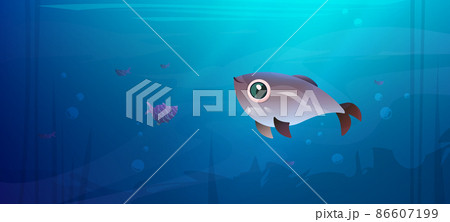 Underwater sea landscape with cute fish 86607199