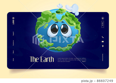 Earth banner with cute planet character in cosmos Earth banner with cute planet character in cosmos 86607249