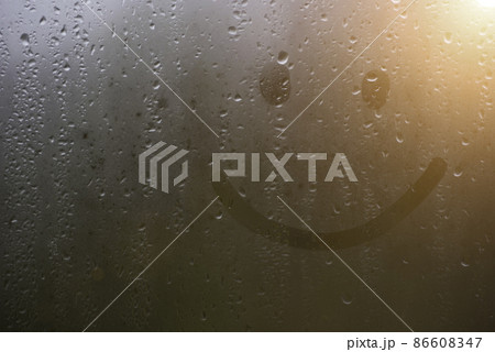 handmade inscription on the sweaty glass smiley handmade inscription on the sweaty glass smiley 86608347