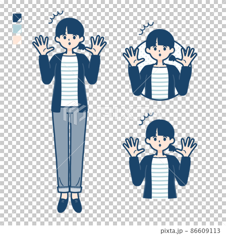 Illustration that a woman with one knot hair is surprised 86609113