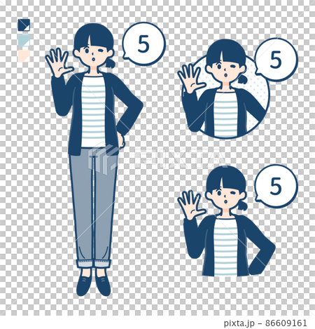 Illustration of a woman with one knot hair counting as 5 86609161