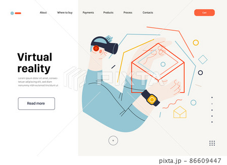 Technology Memphis illustration. Creative landing web page template Technology Memphis illustration. Creative landing web page template 86609447