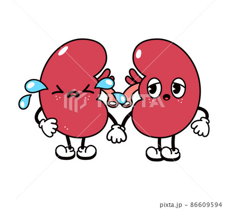 Cute funny crying sad kidneys character. Vector... - Stock Illustration  [86609594] - PIXTA