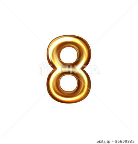3d golden embossed number eight on white background. 86609835