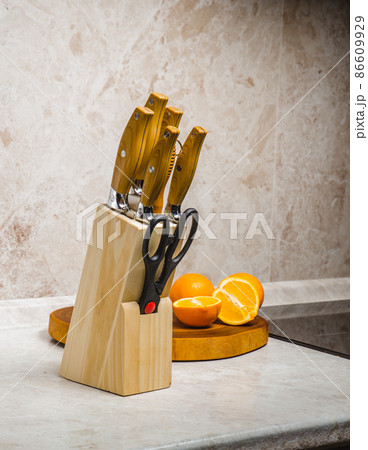 knife set in a kitchen knife set in a kitchen 86609929