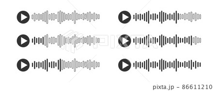 Voice message icons. Audio chat with speech sound waves isolated on white background. Messenger mobile app interface. Vector graphic illustration 86611210