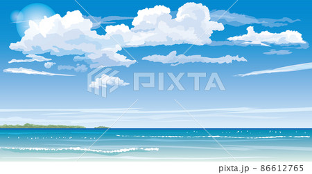 澄み渡る青空と綺麗な海のイメージイラスト（ベクターデータ） 86612765