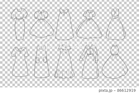 Dress line drawing illustration set 86612919