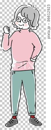Elderly women in easy-to-move clothes 86612923