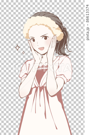 スキンケアをする女性(キリッと笑顔キラキラ自信気合い) 86613374